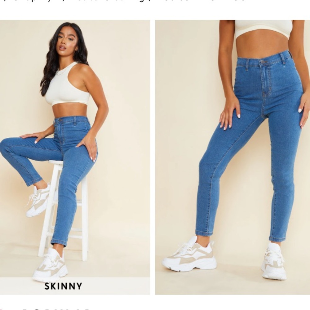 Pretty little thing Mid Blue Wash Disco Fit Skinny Jeans